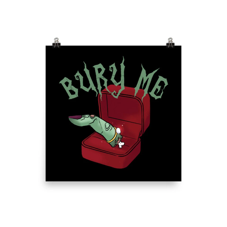 Bury Me Funny Halloween Poster Horror Zombie Bride Goth Engagement Wall Art Gift - Image 1 of 1