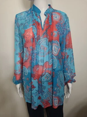 Pullover multicolor de manga larga semi transparente de Susan Graver para mujer talla mediana Foto 1 de 4