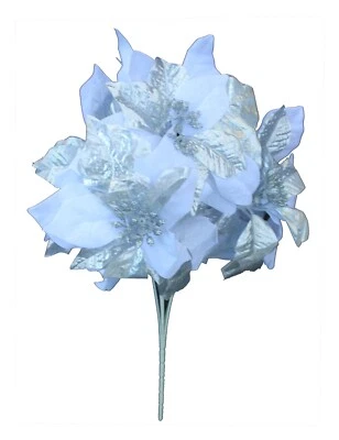 Lujo 17" Brillante Navidad 5 Cabezas Mixto Plata Arbusto Artificial 9" Poinsettia Foto 1 de 4