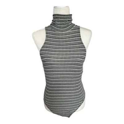 Body Free People Intimately Blanco y Negro Rayas Cuello Alto Espalda Abierta - M Foto 1 de 4