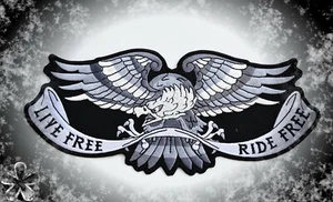 Eagle Adler Live Free Vintage Patch Rückenaufnäher Biker Kutte Aufbügler - Bild 1 von 1