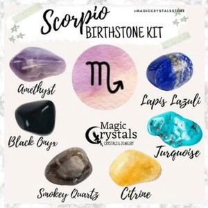 Scorpio Birthstones Crystal Set Reiki Yoga Gift Crystal Natural Gemstone - Picture 1 of 5