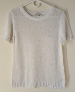 Coldwater Creek Damenpullover S weiß kurzärmelig Pailletten gestrickt - Bild 1 von 11