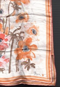 Vintage Fabric #147 1970s-1980s VERA SCARF, Orange Edge - Picture 1 of 1