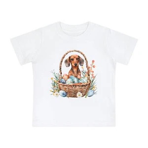 Girl Puppy Baby T-Shirt Cute Dog Doxie Toddler Dachshund Easter - Picture 1 of 13