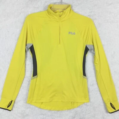 Fila Sport  Womens Top Running Reflective Yellow Mesh Breathable 1/4 Zip XS - Image 1 of 4