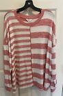 Time and Tru Soft Light Weight Red White Stripe Sweater Relaxed Fit Plus Sz XXL