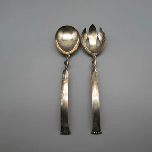 Napier Silverplate Twist Handle 2pc Salad Set * - Picture 1 of 5