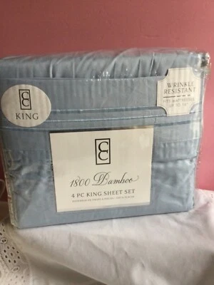 Bamboo Comfort 1800 Series 4-Piece Luxury Sheet Set, King, Light Blue NEW - Image 1 of 4