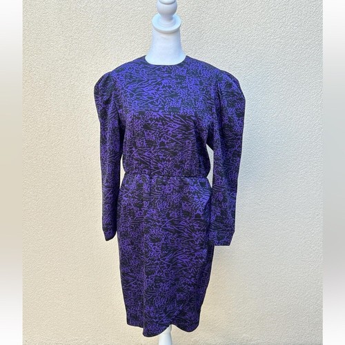 Abito manica lunga Balenciaga viola e nero anni 90