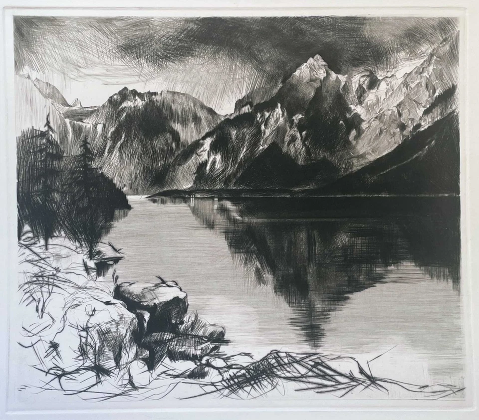 "Königssee" Radierung von C. J. Bauer - Nachlass Hanfstaengl Verlag - Bild 1 von 1
