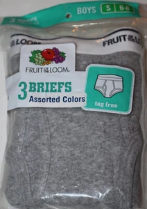 Fruit of The Loom (3-PACK) Boy Gray Cotton Tagless Briefs Underwear S  Small 6-8 - Picture 1 of 2