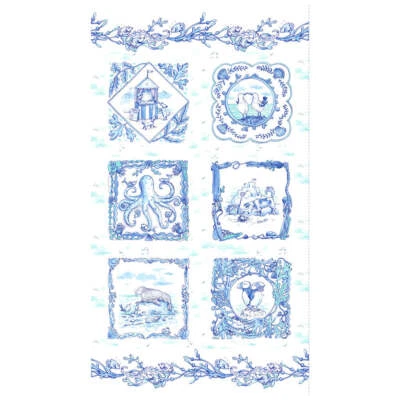 Sandy Toes - Panel 24" Azul por Anita Jeram para Clothworks - 100% Algodón Foto 1 de 3