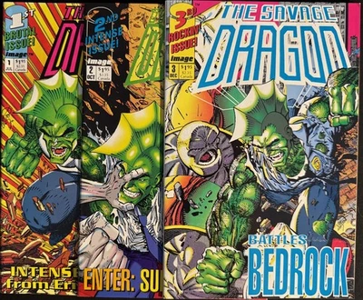 SAVAGE DRAGON COMIC BOOK SET (#1 - #3) ~ 1st SERIES ~ 3 KEYS ~ VARIANT ~ LOT A - Image 1 of 4