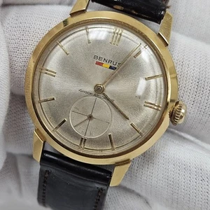 Orologio Vintage Benrus DN25 17 Jewels 10K RGP Cassa e Cinturino Uomo Oro Svizzero Funzionante!!! - Foto 1 di 11