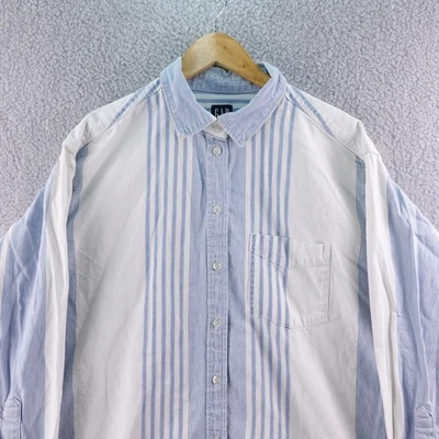 Vintage GAP Mens XL Denim Striped Long Sleeve Button Up Shirt The Big Shirt - Image 1 of 4