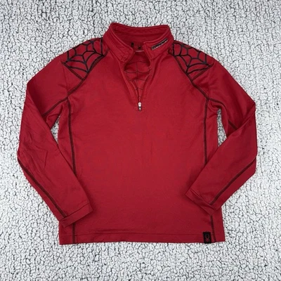 Spyder Niños Tela Media Cremallera Cuello en T Camisa Chaqueta Niños Talla Rojo Negro Logo Araña Foto 1 de 4
