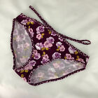Victoria's Secret Burgundy Floral Print Strappy Bikini Panties - Size L - BNWT
