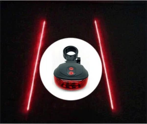 5 LED + 2 Laser Bike Bicycle Light Rear Tail Flashing Safety Warning Lamp Night - Picture 1 of 12