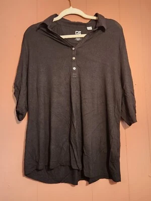 Camisa polo de golf Cutter & Buck para mujer Plus CB Dry Tec negra talla XXL acanalada  Foto 1 de 4