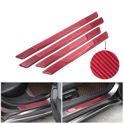 NUEVO 4 PIEZAS NISMO Rojo Fibra de Carbono Puerta Coche Cubierta Panel Protector de Paso Foto 1 de 4