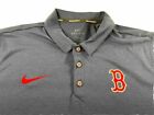Boston Red Sox Nike Polo Shirt Navy Blue L Red Side Stripe Baseball Dri Fit Mens