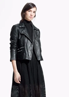 Mango Gorgeous Butter Soft Leather Biker Jacket - Size Medium - Image 1 of 4