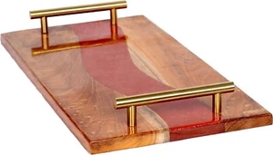 Resin Art Serving Trays With Handle Platter Vintage Food Serving Trays Coffee - Picture 1 of 2