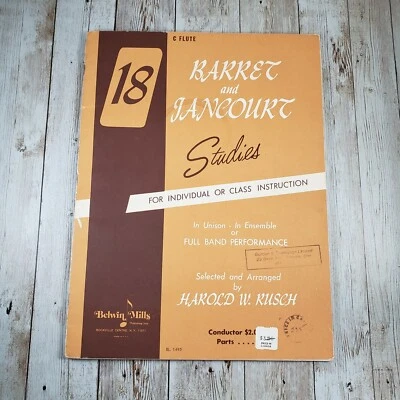 18 Barret Iancourt Studies Individual or Class Instruction Book C Flute 1960 - Image 1 of 4
