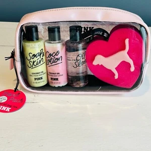 Victoria's Secret Rosa Set de Regalo Aceite de Coco Baño Loción de Jabón Corporal Tamaño de Viaje - Imagen 1 de 7
