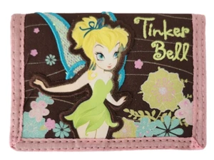 Disney Tinkerbell Trifold Wallet for Kids Brown and Pink - Picture 1 of 4