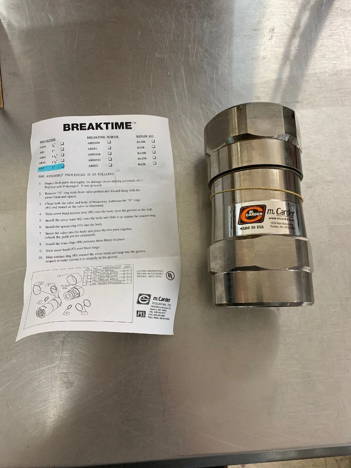 M Carder 2” Fuel Breakaway BREAKTIME Coupling AB2 Dry Break away