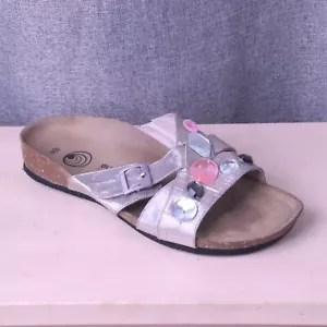 Eurowellness Balance Sandals Women's 9US 40EU Slides Comfort Shoes Metallic Gems - Picture 1 of 12
