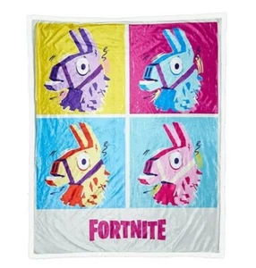 Fortnite Blanket Loot Llama Fleece 50x60 Plush Yellow Pink Blue Epic Games New - Picture 1 of 6