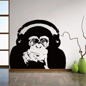 Thinking Gorilla Wall Decals Art Design Home Vinyl Monkey Music Wall Sticker