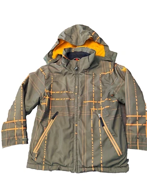 Boys Hooded Spyder Ski Jacket Size 10 Brown Orange - Image 1 of 4