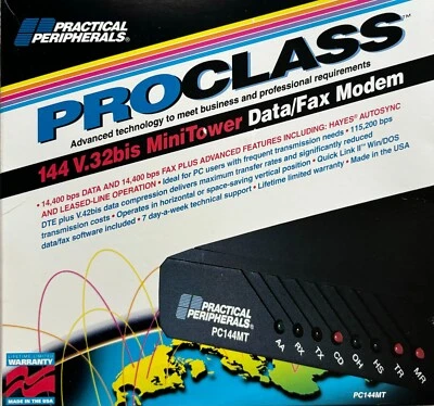 Practical Peripherals Pro Class V.32bis Mini Tower Data/Fax Modem PC144MT - Image 1 of 4