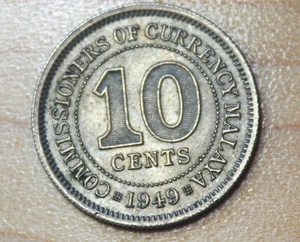 1949 Malaya 10 Cents - Picture 1 of 2