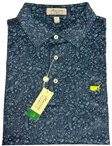 2023 Masters Peter Millar NAVY BLUE AUGUSTA NATIONAL COURSE MAP POLO - Mens XL Cover