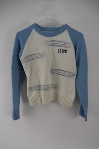 Lot 29 Womens White Blue Pullover Long Sleeve Graphic Sweatshirt Size S - Picture 1 of 4