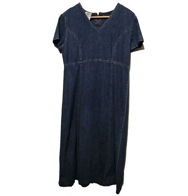 Vestido midi de mezclilla Laura Ashley para mujer talla 12 vintage años 90 cremallera cabaña pradera Foto 1 de 4