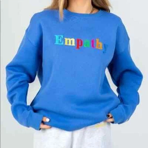 The Mayfair Group Empathy Always Crewneck Sweatshirt S/M Oversized Blue - Picture 1 of 13