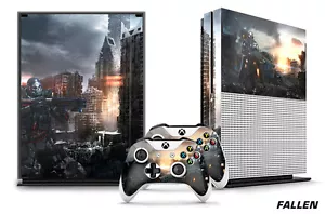 Designer Skin für Xbox One S 1S Gaming Konsole + 2 Controller Aufkleber Fallen - Bild 1 von 1