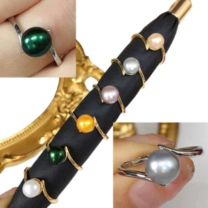Anillo de perlas cultivadas Akoya 18K GP talla ajustable para mujer 7-8 mm AAA+ - Imagen 1 de 14