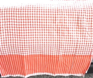 1 NEW ORANGE THAI ISAARN FARMERS PLAID TARTAN COTTON FABRIC TABLECLOTH DRESS CRA - Picture 1 of 5