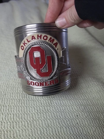 Oklahoma Sooners Wolfpack Silver Koozie Insulated Cooler Drink Holder Cover