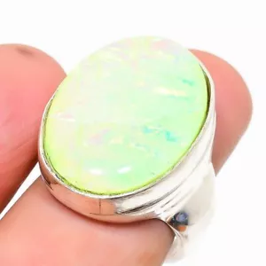 Green Triplet Opal Gemstone 925 Sterling Silver Ring Size 8.5 M984 - Picture 1 of 5