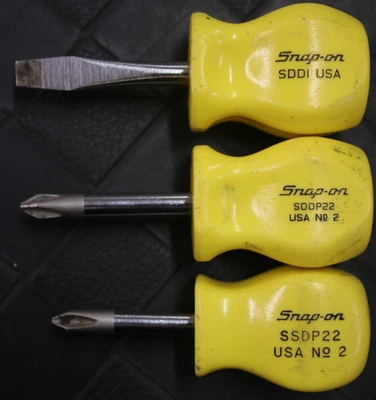 Juego de destornilladores SDD1 (2) SDDP22 mango duro mango duro raro amarillo a presión EE. UU. 3 piezas Foto 1 de 3