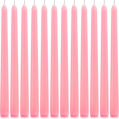 Paquete de 12 velas cónicas rosadas - 10 pulgadas sin goteo, sin humo y  Foto 1 de 4