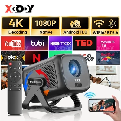 XGODY Gimbal A5 4K Video Beamer FHD Smart-Projektor Android WIFI BT5.4 Heimkino - Bild 1 von 4